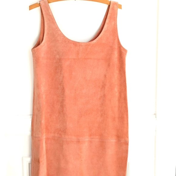 Vintage pink suede dress w/ fringe scarf - Picture 4 of 11
